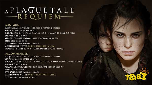 《瘟疫传说：安魂曲》配置需求公布：3070才能1080P+60帧