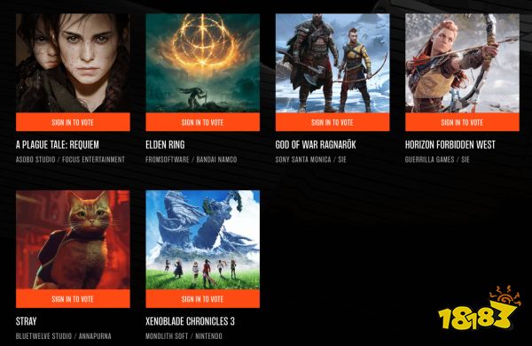 TGA年度游戏提名公布!《老头环》、《战神：诸神黄昏》等入选