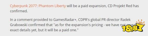 CDPR证实：《赛博朋克2077》“往日之影”将是付费DLC
