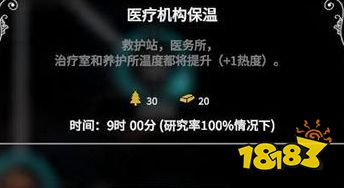 冰汽时代全食物医疗住所科技一览 全食物医疗住所科技作用介绍