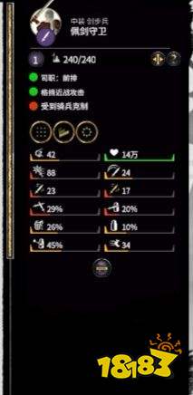 全面戰爭三國佩劍守衛詳情一覽 佩劍守衛屬性介紹