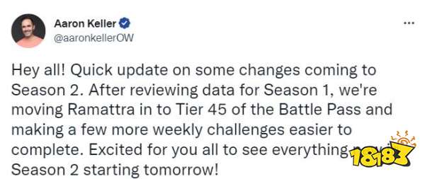 《守望先锋：归来》新赛季调整 “拉玛刹”解锁更容易