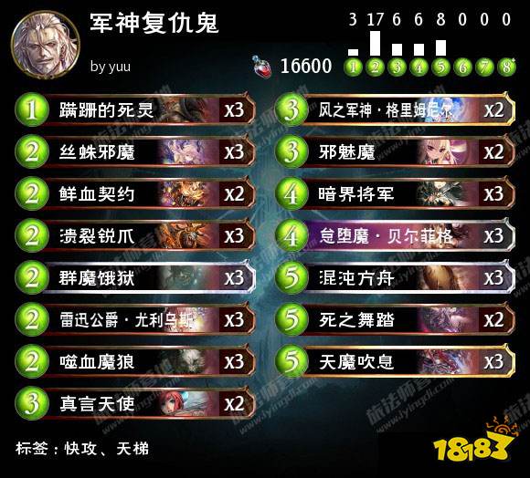 影之诗军神复仇鬼怎么玩 军神复仇鬼卡组构筑推荐