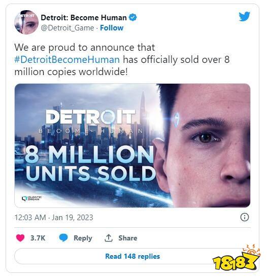 《底特律：化身为人》销量突破800万套