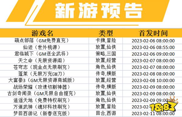 一周新游预告(2.6~2.12)：多款卡牌手游上线