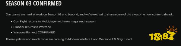 《使命召唤19：战区2.0》下赛季推出排位模式