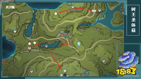 原神树王圣体菇全采集图示位置一览 树王圣体菇采集路线图大全