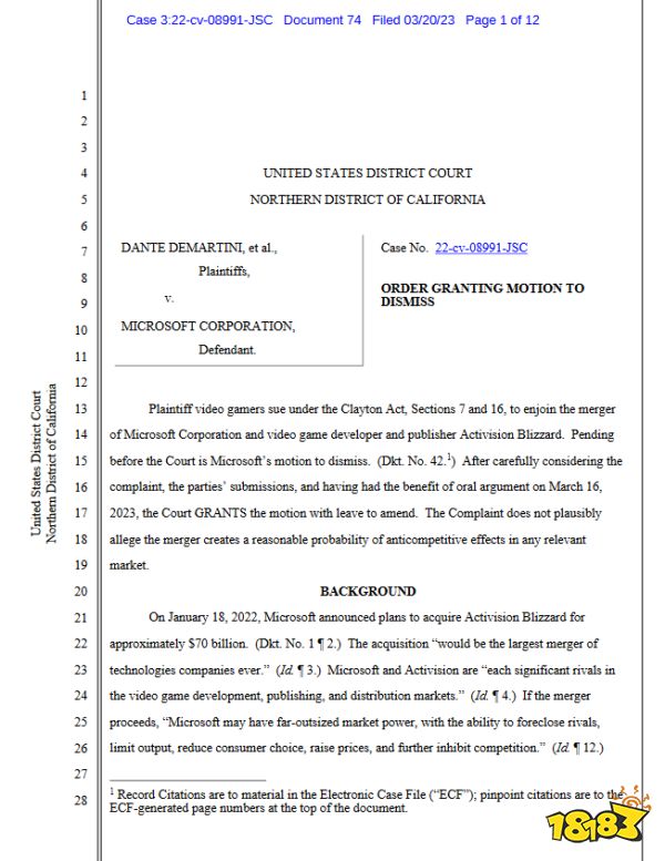 美国加州玩家对微软动视暴雪收购提起诉讼 被法官驳回
