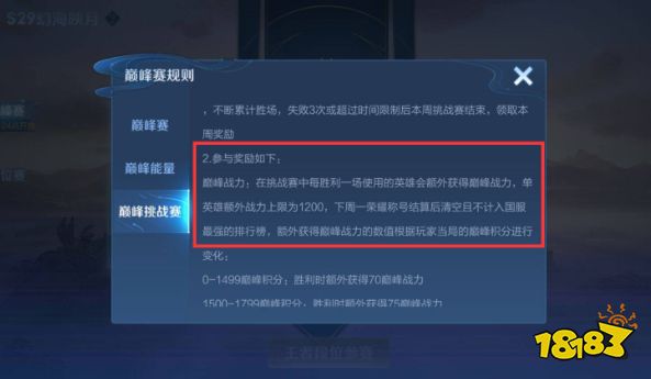 王者荣耀巅峰赛挑战赛什么意思 巅峰赛挑战赛规则
