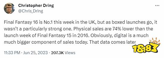 《FF16》英国首周实体销量第一！但不如《FF15》