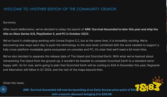 《方舟：生存进化》次世代版跳票！延期至今年10月发售