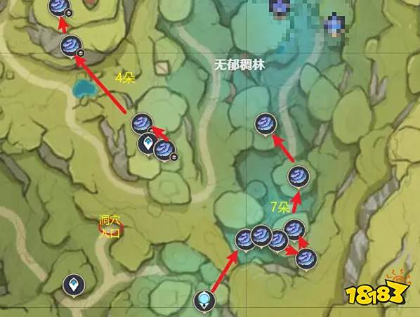 原神树王圣体菇快速采集路线图 树王圣体菇收集位置