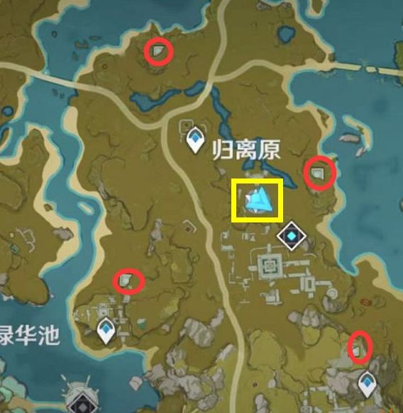 原神宝藏归离原四个圆盘位置图 归离原原圆盘在哪