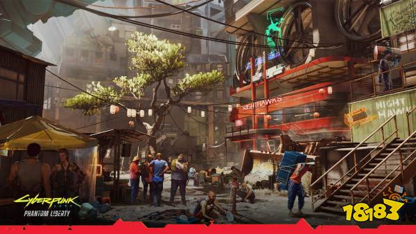 《赛博朋克2077：往日之影》新概念图 狗镇的一天