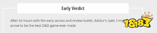 外媒《博德之门3》先导评测:这就是最棒的DND游戏