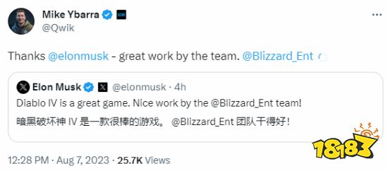 马斯克盛赞《暗黑4》：暴雪团队做得好!