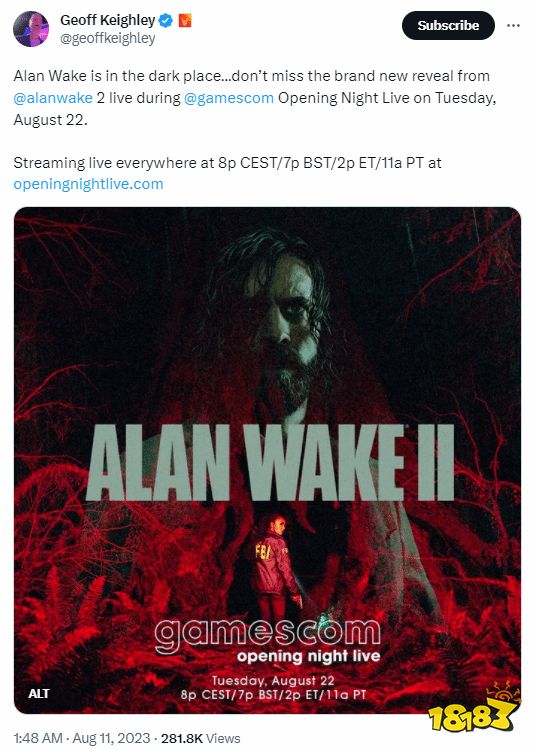 试玩要来了？《心灵杀手2》将亮相科隆展开幕夜现场