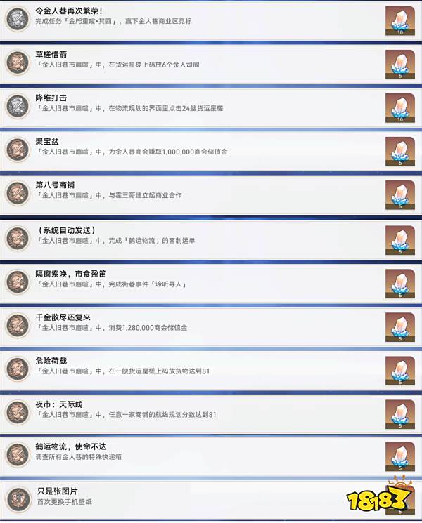 崩坏星穹铁道1.3金人旧巷市廛喧隐藏成就攻略合集 1.3金人巷隐藏成就获得方法