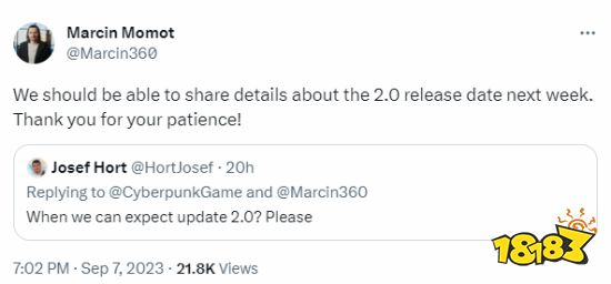 《2077》2.0大更新日期下周公布：大量内容重新设计