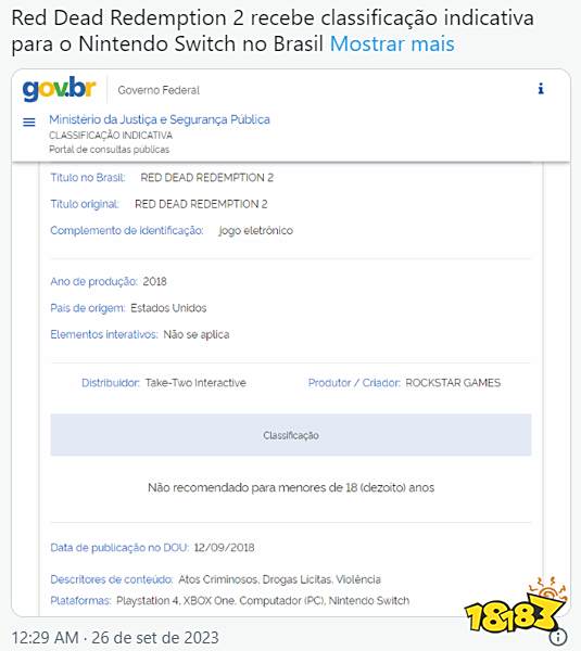 外媒称NS版《荒野大镖客2》不是云游戏