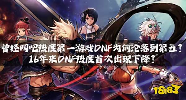 曾经网吧热度第一游戏DNF为何沦落到第五？16年来DNF热度首次出现下降？