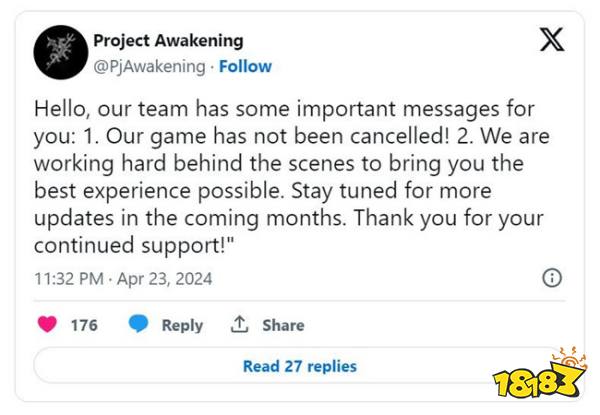 《觉醒计划》仍在继续开发！开发者表示并未取消