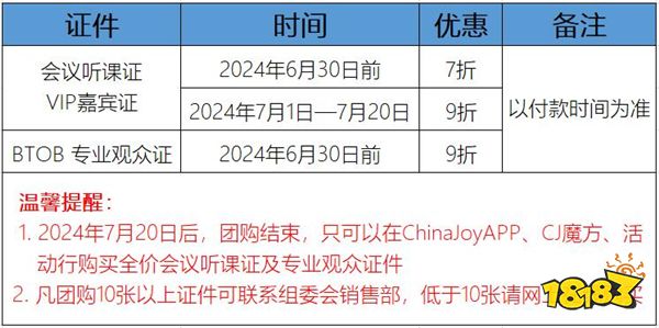 早鸟优惠开启！2024 ChinaJoy BTOB及同期会议首批证件限时发售！