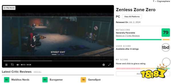评分遭遇滑铁卢？《绝区零》媒体评分解禁！MC仅给79分，GameSpot给予7分