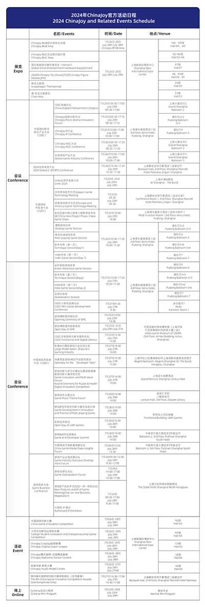 【重磅】2024 年 ChinaJoy 官方活动日程正式公布！