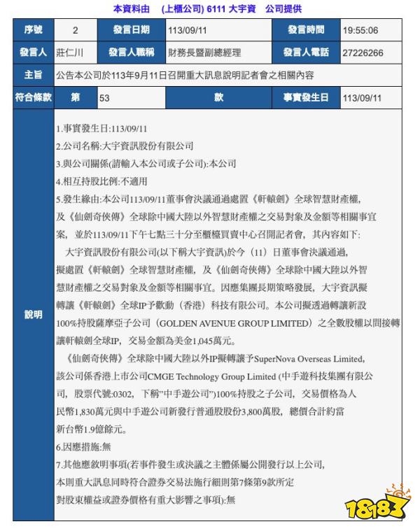 旧时代彻底结束了……大宇资讯出售《仙剑奇侠传》《轩辕剑》IP