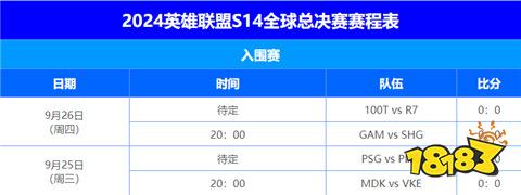 lol全球总决赛什么时候开始 2024英雄联盟s14全球总决赛赛程表