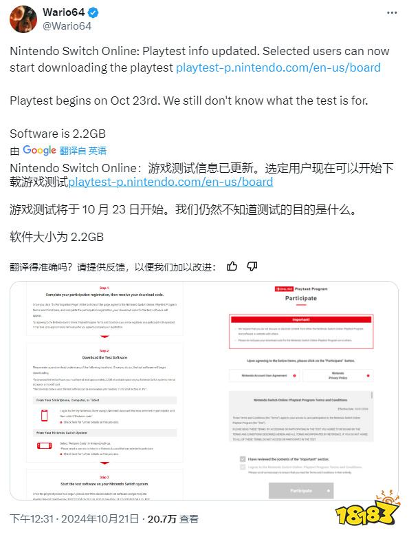 老任的大型MMO？任天堂神秘测试内容曝光：新机要来了？