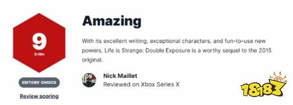 《奇异人生:双重曝光》获IGN9分好评,