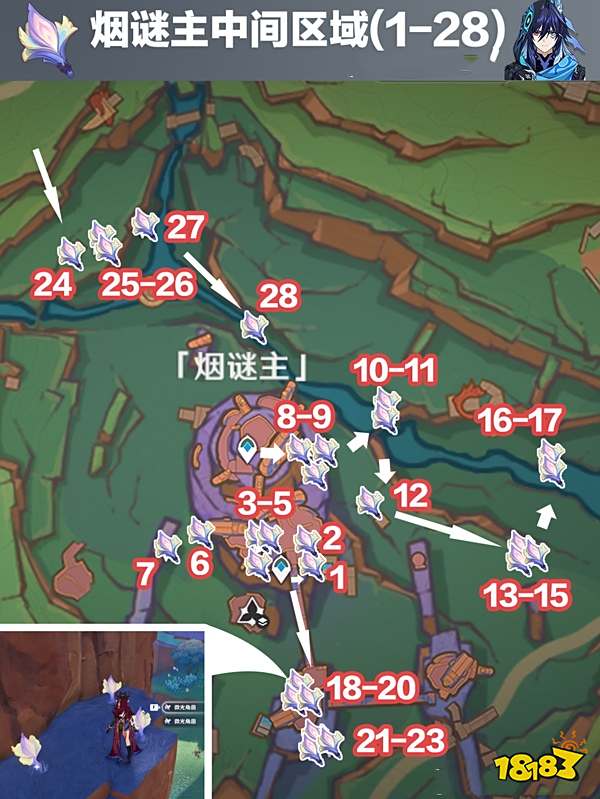 原神5.2微光角菌全采集路線圖 歐洛倫突破材料微光角菌位置