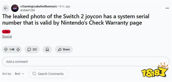 Switch 2 Joy-Con手柄外观遭到泄露 设计获得改进