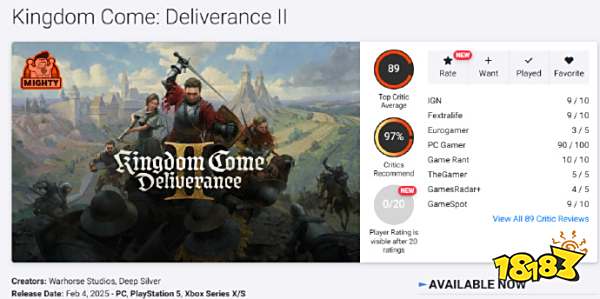 沉浸感十足!《天国:拯救2》媒体评分解禁,好评如潮!