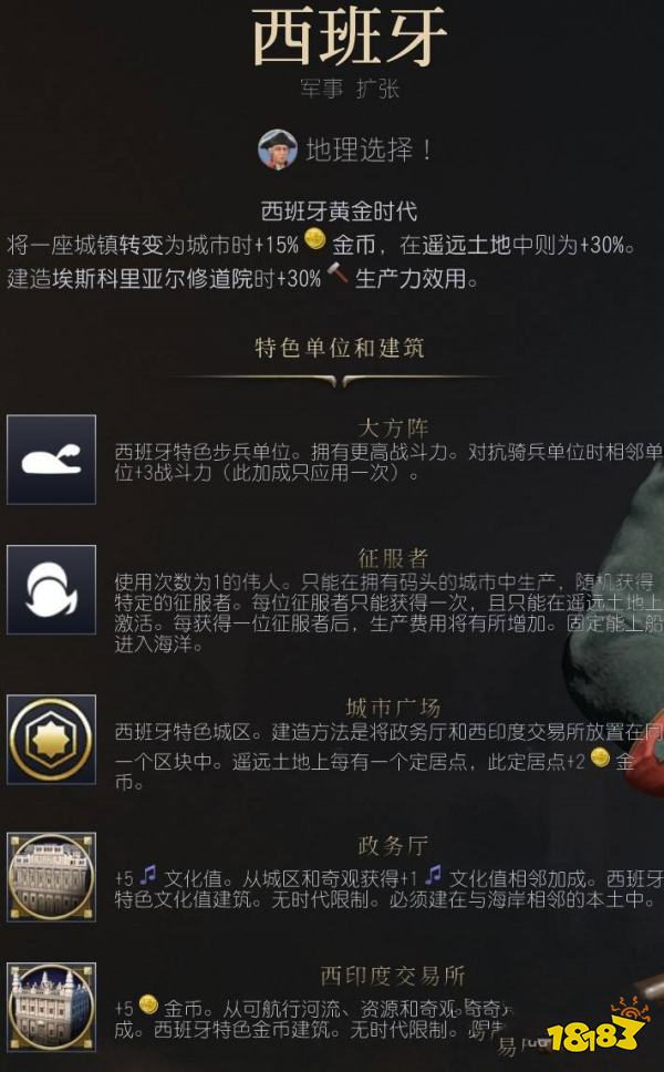 文明7西班牙强度介绍 文明7西班牙特点及优势分析