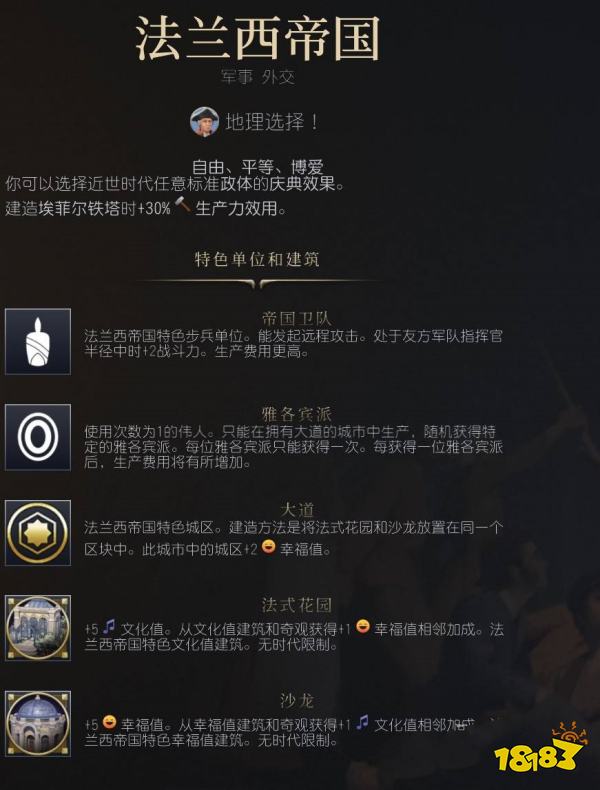 文明7法兰西帝国强度介绍 法兰西帝国特点及优势分析