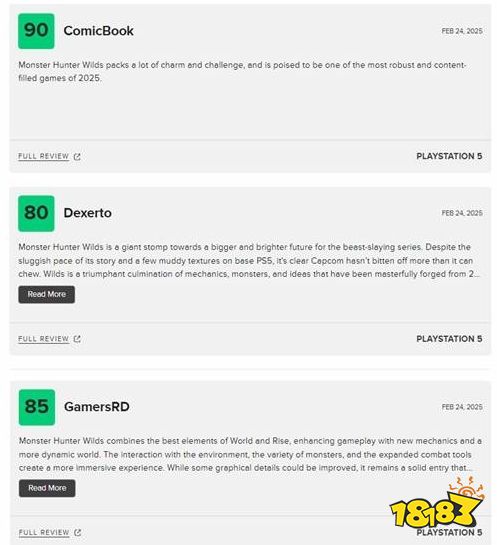 必玩游戏！《怪猎荒野》M站升至90分！共收录74家媒体测评