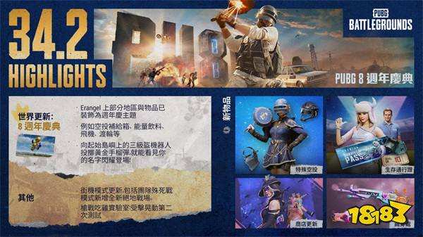 《绝地求生》更新项目34.2上线！8周年庆典活动与奖励同步开启