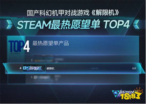 国产科幻机甲游戏《解限机》定档7月2日公测,登顶Steam国产游戏愿望单榜首