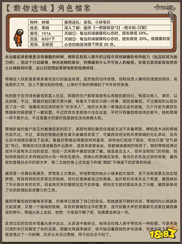 動物迷城B區無幫派成員檔案分享 動物迷城B區無幫派角色檔案大全