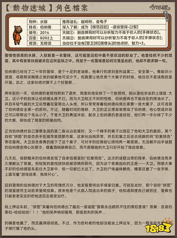 動物迷城B區無幫派成員檔案分享 動物迷城B區無幫派角色檔案大全