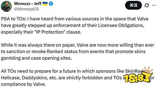 Valve禁止轮盘赌网站赞助CS2赛事