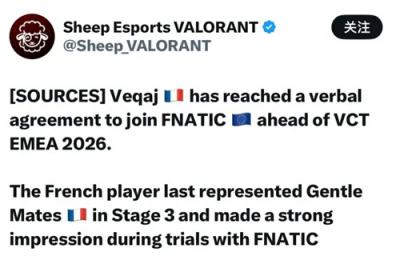 FNC战队或将引进法国选手Veqaj，备战2026赛季VCT EMEA联赛