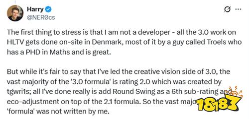 HLTV Rating3.0开发内幕：数学博士主导，NER0澄清角色定位