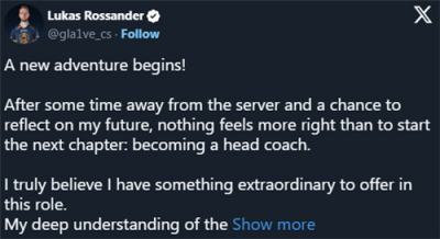 官宣：gla1ve退役转型教练