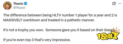 Thorin锐评TOP排名争议:进入前三已是了不起的成就