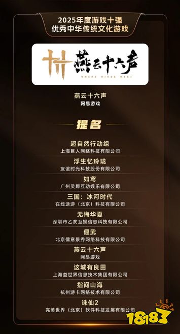 中国音数协公布年度“游戏十强”：《三角洲行动》《燕云十六声》等获奖