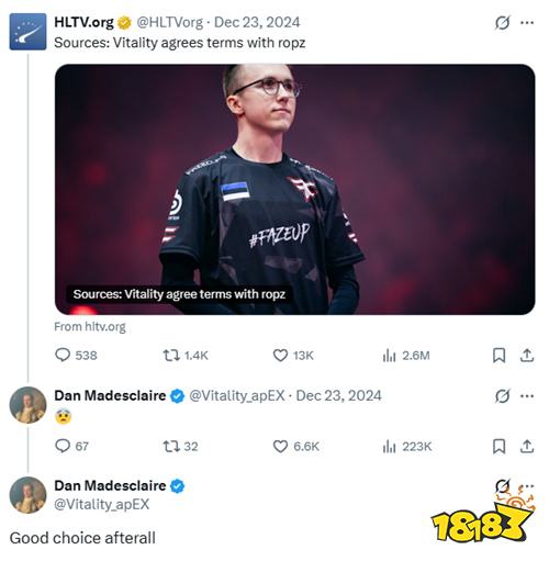 apEX力证ropz转会价值:九冠两亚印证